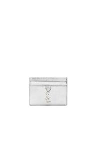 Saint Laurent Patent Monogramme Card Case In Metallics