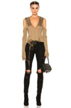 Amiri No Shoulder Long Sleeve Knit Top In Metallics