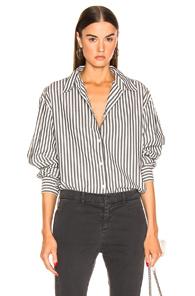 Nili Lotan Noa Shirt In Gray,stripes,white