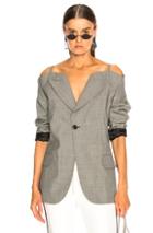 Maison Margiela Cold Shoulder Check Blazer In Black,checkered & Plaid,gray