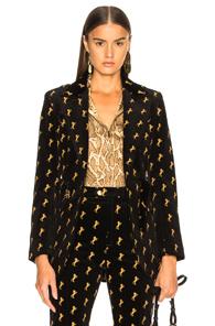 Chloe Horse Embroidered Blazer In Animal Print,black