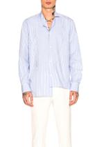 Loewe Short Asymmetric Shirt In Blue,stripes