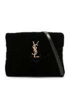 Saint Laurent Toy Velvet Monogramme Loulou Strap Bag In Black