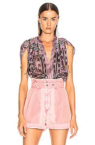 Isabel Marant Ezer Top In Black,floral,pink
