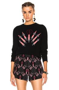 Valentino Heart Embroidered Sweater In Black
