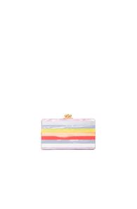 Edie Parker Jean Striped Clutch In Neon,metallics,purple,stripes