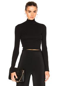 Rosetta Getty Cropped Long Sleeve Turtleneck T-shirt In Black