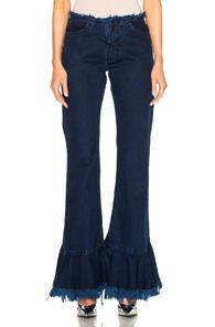 Marques ' Almeida Denim Flare Jeans In Blue