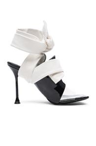 Balenciaga Patent Leather Wrap Heels In Black,white
