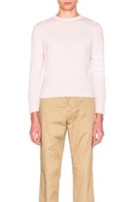 Thom Browne Classic Cashmere Crewneck Sweater In Pink