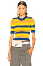 Maison Margiela Striped Short Sleeve Sweater In Blue,stripes,yellow