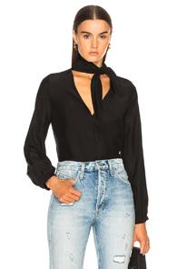 Frame Open Scarf Top In Black