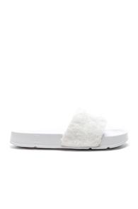 Baja East X Fila Faux Shearling Slides In White