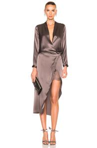 Michelle Mason Long Sleeve Dress With Slip In Purple