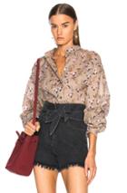 Nanushka Alka Top In Brown,floral,animal Print