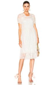 Needle & Thread Embroidered Midi Dress In White