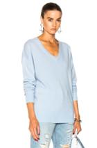 Frame Denim Oversized V Neck Sweater In Blue