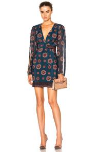 Nicholas Split Sleeve Mini Dress In Blue,abstract