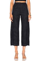 T By Alexander Wang Cotton Burlap High Waisted Cropped Pant In Blue,stripes