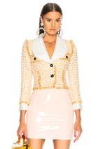 Alessandra Rich Tweed Mini Jacket In Yellow