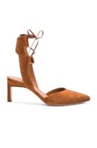 Rosetta Getty Suede Lace Up Pointed Mid Heels In Brown