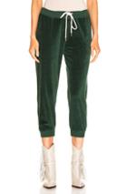 The Great Velour Cropped Sweatpant In Green