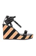 Off-white Striped Wedge Sandal In Black,neutral,stripes