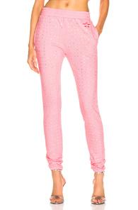 Frankie B Allover Rhinestone Sweatpants In Pink