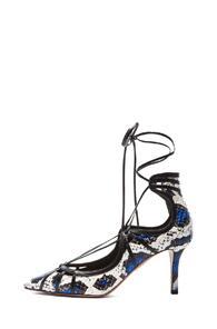 Aquazzura Seduce Me Elaphe Snakeskin Heels In Animal Print,blue