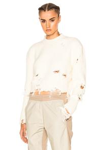 Yeezy Season 3 Destroyed Crop Boucle Sweater In White