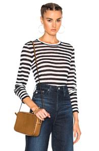Jenni Kayne Cropped Crew Sweater In Blue,stripes