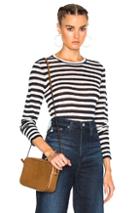 Jenni Kayne Cropped Crew Sweater In Blue,stripes