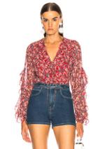 Nicholas Blossom Ruffle Blouse In Floral,red