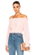 Norma Kamali Cropped Peasant Top In Pink