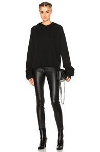 Unravel Cotton Cashmere Oversize Sleeve Hoodie In Black