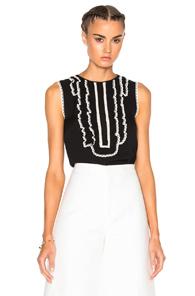 Red Valentino Sleeveless Ruffle Top In Black