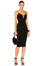 Victoria Beckham Matte Crepe & Tulle Sheer Insert Strap Fitted Dress In Black
