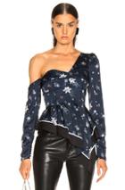 Self-portrait Asymmetric Star Printed Top In Blue,stars