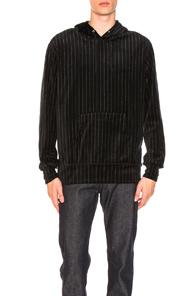 Junya Watanabe Hoodie With Velour Stripe In Black,stripes