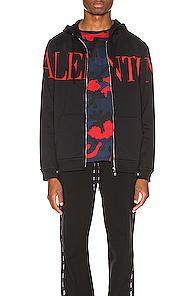 Valentino Logo Hoodie In Black,red
