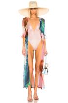 We Are Leone Ruby Ruffle Cardigan In Blue,pink,tie Dye