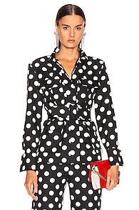 Rebecca De Ravenel Field Jacket In Black,polka Dots