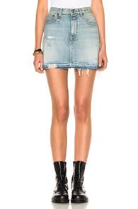 R13 For Fwrd Exclusive High Rise Destroyed Mini Skirt In Blue