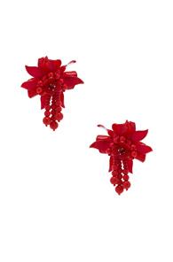 Oscar De La Renta Flower Field Earrings In Red