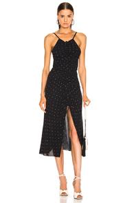 Alice Mccall Oscar Rouched Midi Dress In Blue,polka Dots