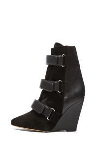 Isabel Marant Scarlet Calfskin Suede Leather Wedge Booties In Black