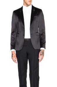 Burberry Prorsum Satin Blazer In Blue