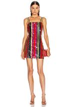 Haney Elektra Mini Slip Dress In Green,stripes,red