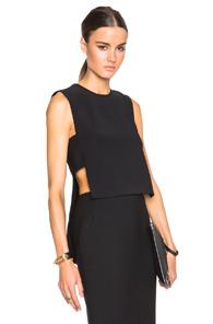 Adam Lippes Banded Front Crop Shell In Black
