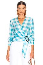 Adriana Degreas Vichy Cross Front Shirt With Hoop In Blue,plaid